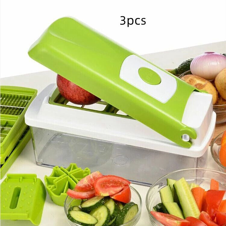 12-Piece Multifunctional Vegetable Chopper Set – Manual Food Slicer, Dicer, Grater & Cutter with Handle for Kitchen Prep