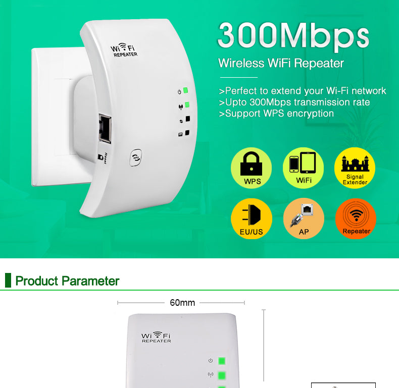 EASYIDEA WR101000 WIFI Repeater &amp; Signal Booster – 300Mbps