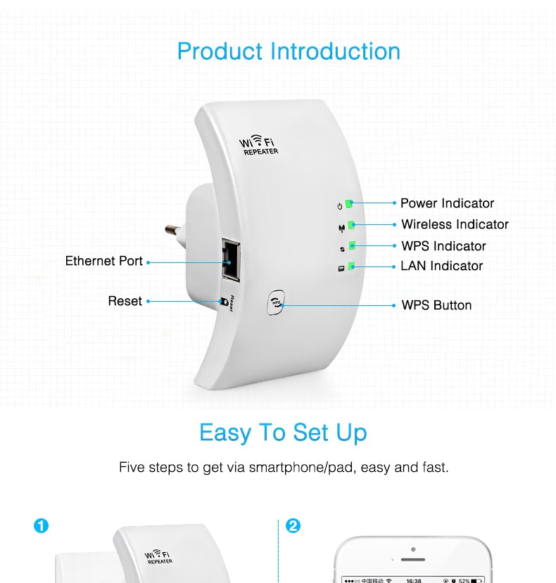 EASYIDEA WR101000 WIFI Repeater &amp; Signal Booster – 300Mbps