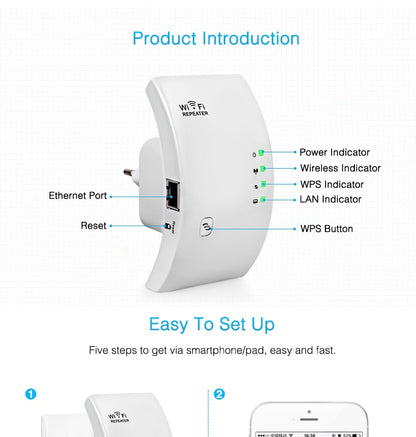 EASYIDEA WR101000 WIFI Repeater &amp; Signal Booster – 300Mbps