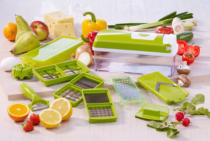 12-Piece Multifunctional Vegetable Chopper Set – Manual Food Slicer, Dicer, Grater & Cutter with Handle for Kitchen Prep