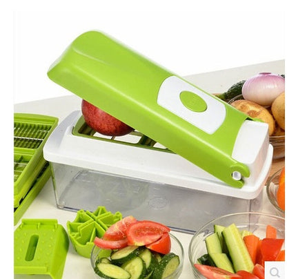 12-Piece Multifunctional Vegetable Chopper Set – Manual Food Slicer, Dicer, Grater & Cutter with Handle for Kitchen Prep