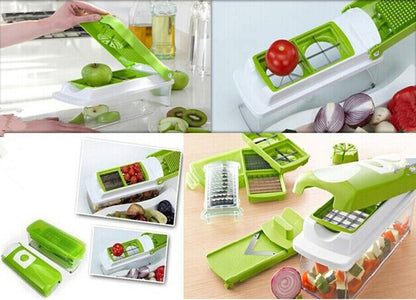 12-Piece Multifunctional Vegetable Chopper Set – Manual Food Slicer, Dicer, Grater & Cutter with Handle for Kitchen Prep