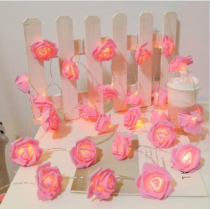 Rose Flower LED String Lights – Battery Operated Fairy Lights for Bedroom, Party & Romantic Decoration