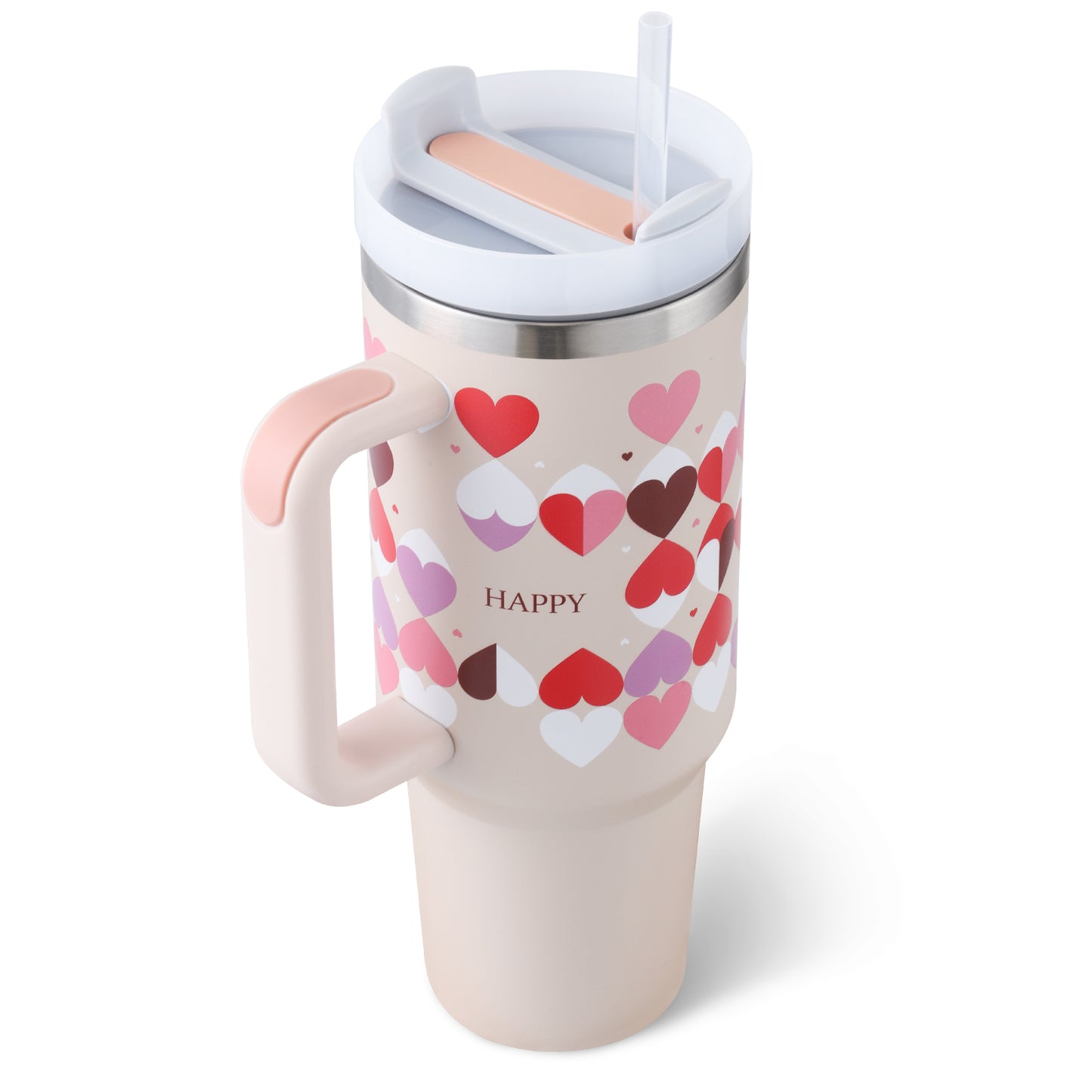 40oz Insulated Stainless Steel Tumbler with Handle & Straw, Spill-Proof Travel Coffee Mug with Lid