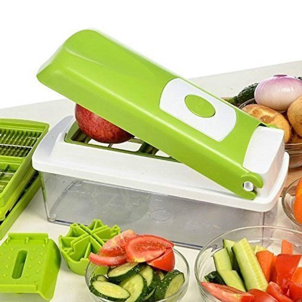 12-Piece Multifunctional Vegetable Chopper Set – Manual Food Slicer, Dicer, Grater & Cutter with Handle for Kitchen Prep