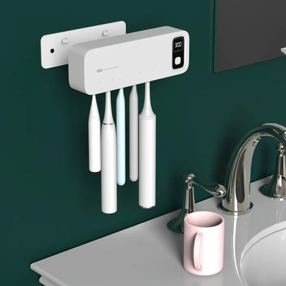 UV Toothbrush Holder Sterilizer – Rechargeable Wall-Mounted Toothbrush Dryer with LED Display for Bathroom Hygiene