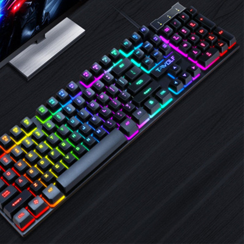 USB Wired Gaming Keyboard with LED Luminous Floating Keys