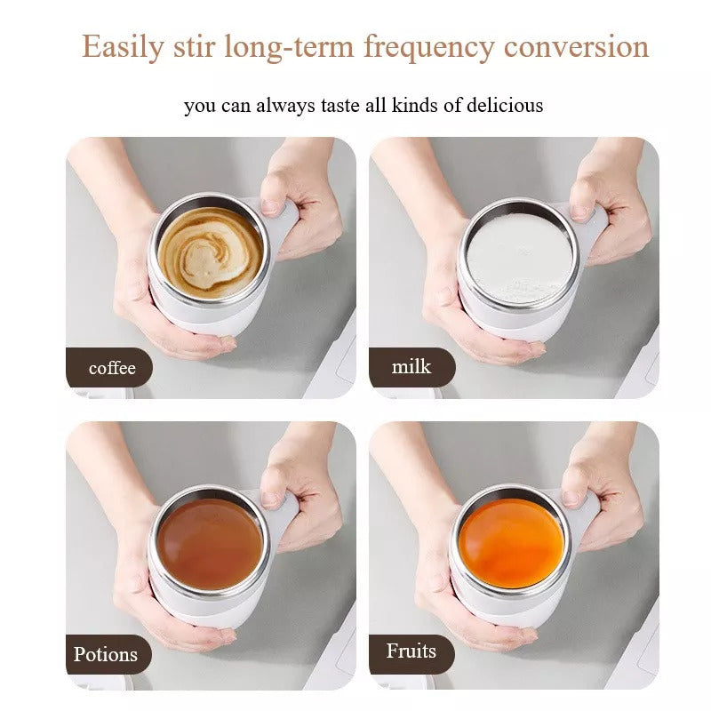 Rechargeable Automatic Self-Stirring Electric Magnetic Mixing Mug for Coffee, Milk, Protein & Milkshake