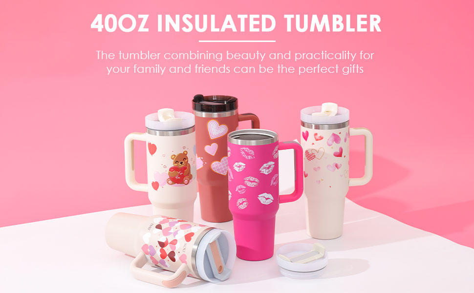 40oz Insulated Stainless Steel Tumbler with Handle & Straw, Spill-Proof Travel Coffee Mug with Lid