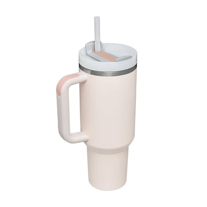 40oz Insulated Stainless Steel Tumbler with Handle & Straw, Spill-Proof Travel Coffee Mug with Lid