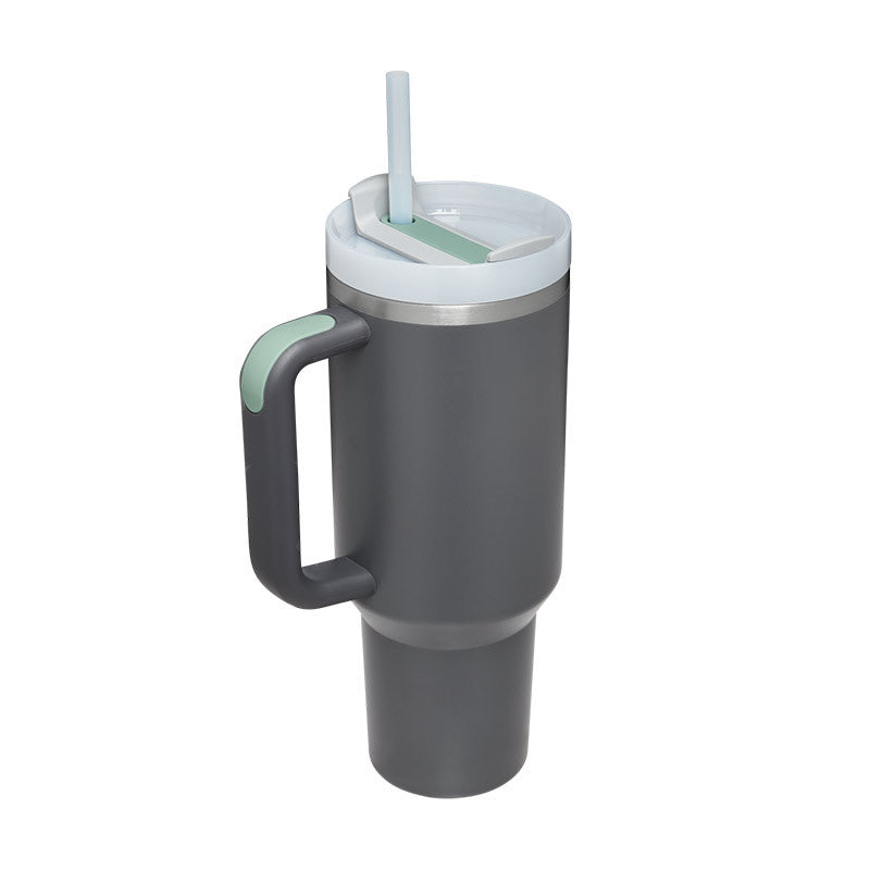 40oz Insulated Stainless Steel Tumbler with Handle & Straw, Spill-Proof Travel Coffee Mug with Lid