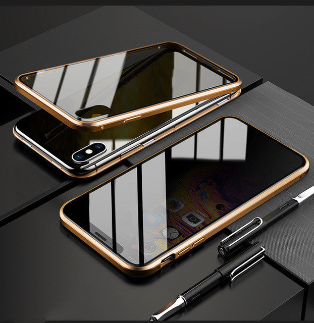 Anti-Peeping Magnetic Privacy Phone Case – Protective Glass & Metal Shell for iPhone.