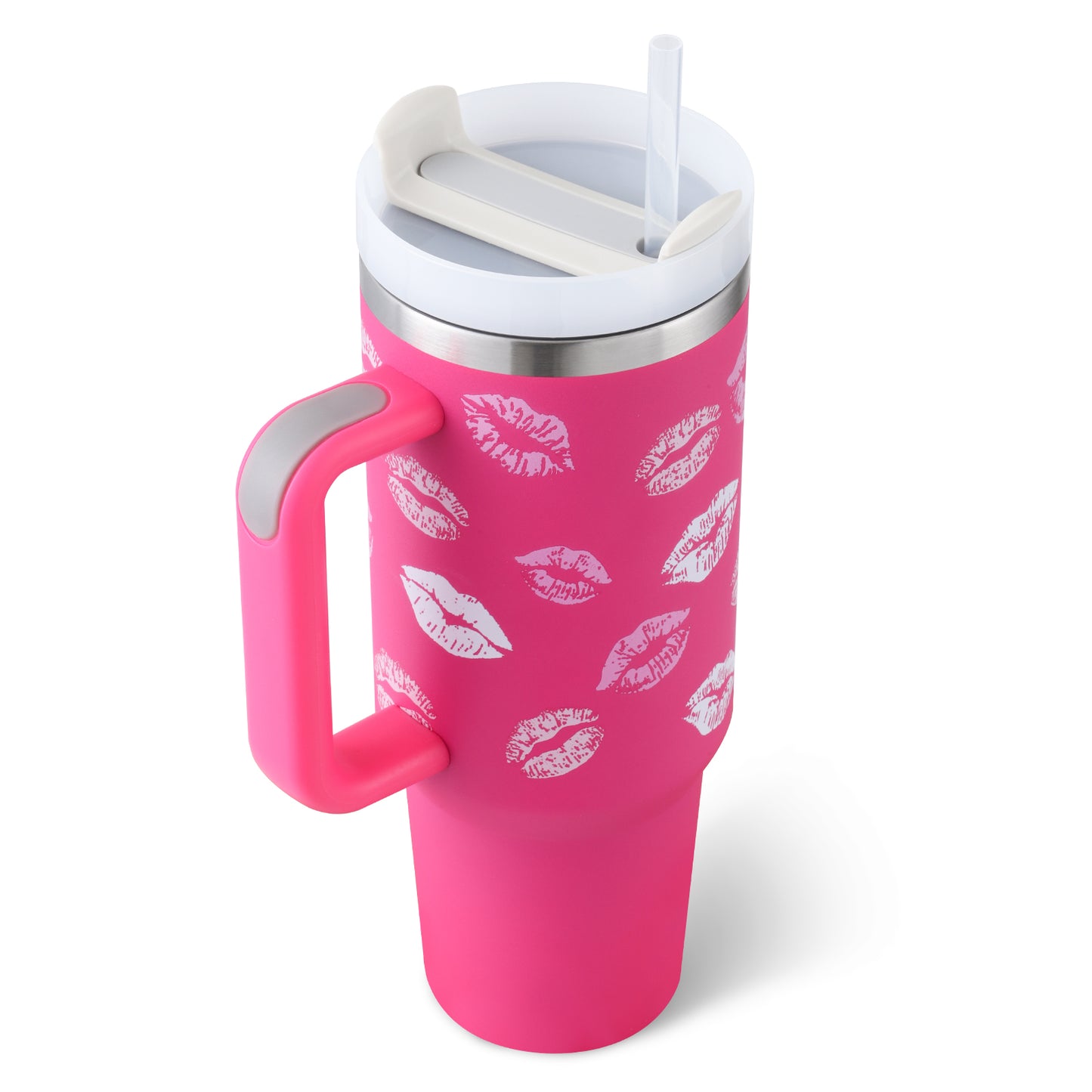 40oz Insulated Stainless Steel Tumbler with Handle & Straw, Spill-Proof Travel Coffee Mug with Lid