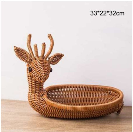 Creative Rattan Fruit Basket – Decorative Home Storage Basket for Fruit, Snacks & Tabletop Organization