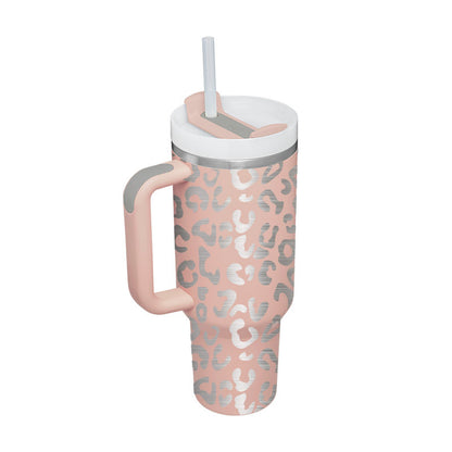 40oz Insulated Stainless Steel Tumbler with Handle & Straw, Spill-Proof Travel Coffee Mug with Lid