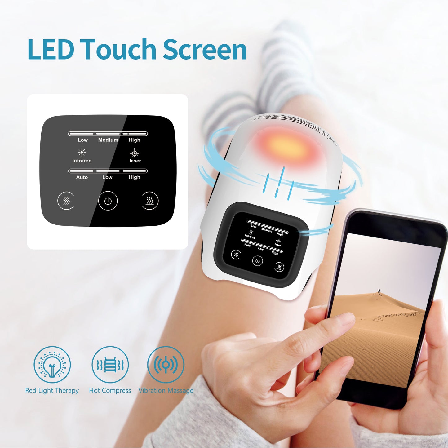 Rechargeable Heated Knee Massager – Intelligent Infrared Vibration Knee Brace for Pain Relief, Joint Support & Relaxation