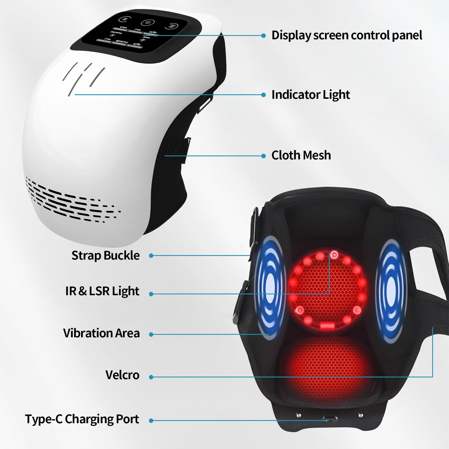 Rechargeable Heated Knee Massager – Intelligent Infrared Vibration Knee Brace for Pain Relief, Joint Support & Relaxation