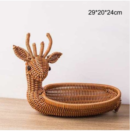 Creative Rattan Fruit Basket – Decorative Home Storage Basket for Fruit, Snacks & Tabletop Organization