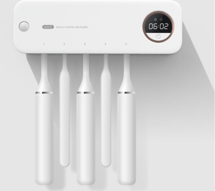 UV Toothbrush Holder Sterilizer – Rechargeable Wall-Mounted Toothbrush Dryer with LED Display for Bathroom Hygiene