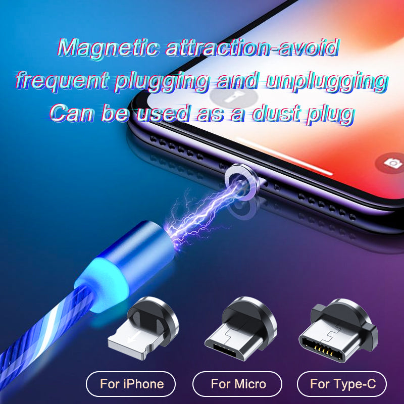 Magnetic Fast Charging Cable with LED Lighting – Micro USB & Type-C Magnetic Charger