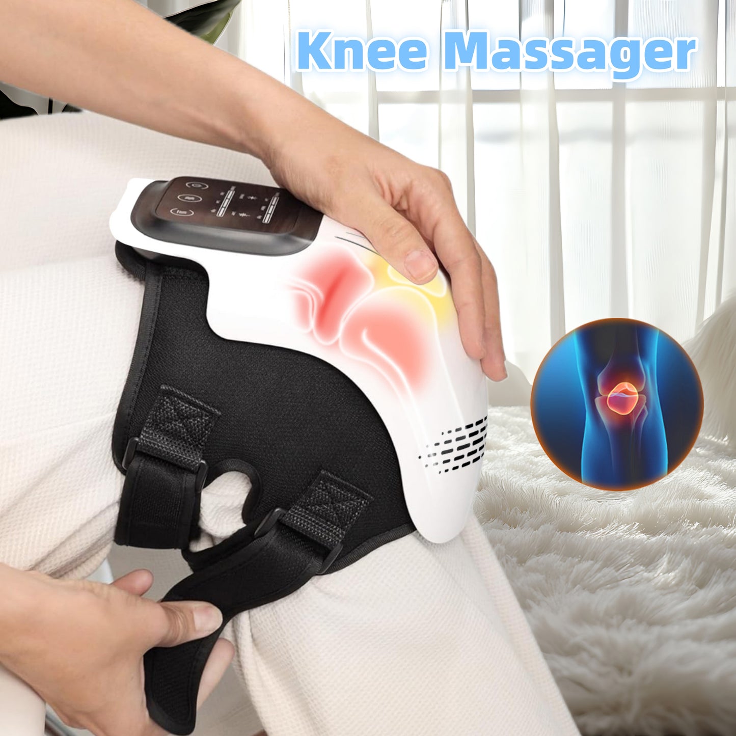 Rechargeable Heated Knee Massager – Intelligent Infrared Vibration Knee Brace for Pain Relief, Joint Support & Relaxation