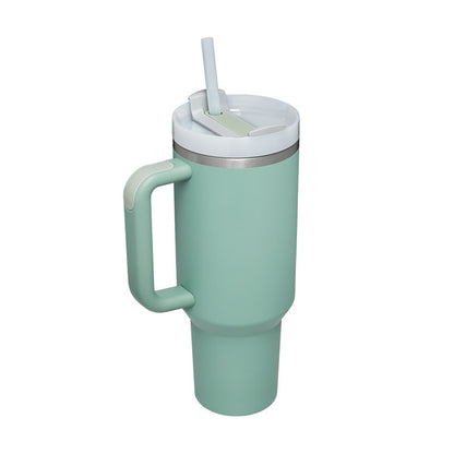 40oz Insulated Stainless Steel Tumbler with Handle & Straw, Spill-Proof Travel Coffee Mug with Lid