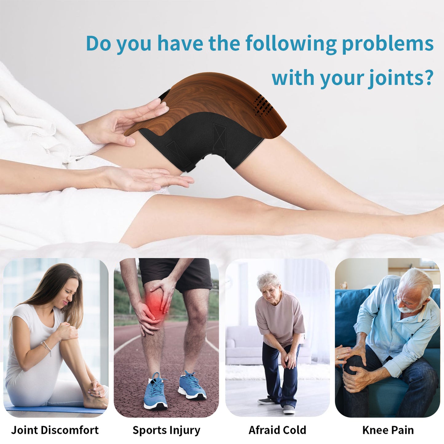 Rechargeable Heated Knee Massager – Intelligent Infrared Vibration Knee Brace for Pain Relief, Joint Support & Relaxation