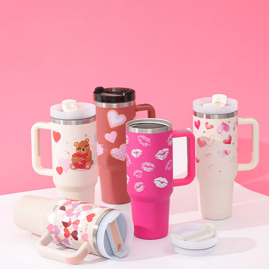 40oz Insulated Stainless Steel Tumbler with Handle & Straw, Spill-Proof Travel Coffee Mug with Lid