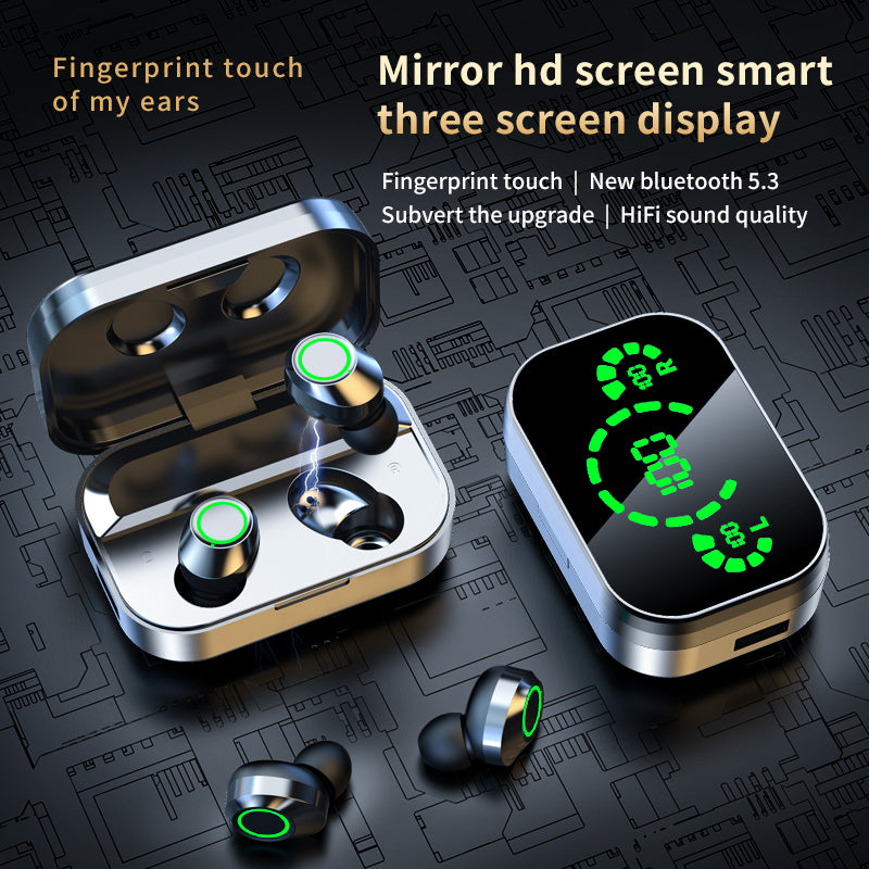 YD03 Wireless Bluetooth Earbuds – TWS Smart Digital Display In-Ear Headset with Breathing Light