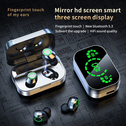 YD03 Wireless Bluetooth Earbuds – TWS Smart Digital Display In-Ear Headset with Breathing Light