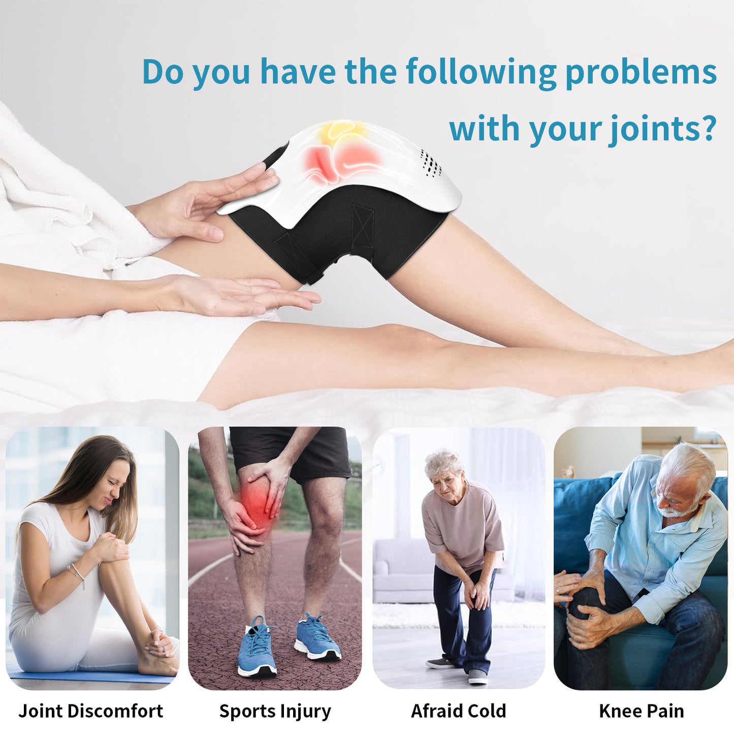 Rechargeable Heated Knee Massager – Intelligent Infrared Vibration Knee Brace for Pain Relief, Joint Support & Relaxation