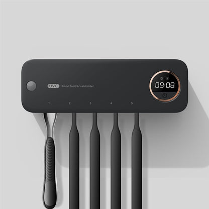 UV Toothbrush Holder Sterilizer – Rechargeable Wall-Mounted Toothbrush Dryer with LED Display for Bathroom Hygiene