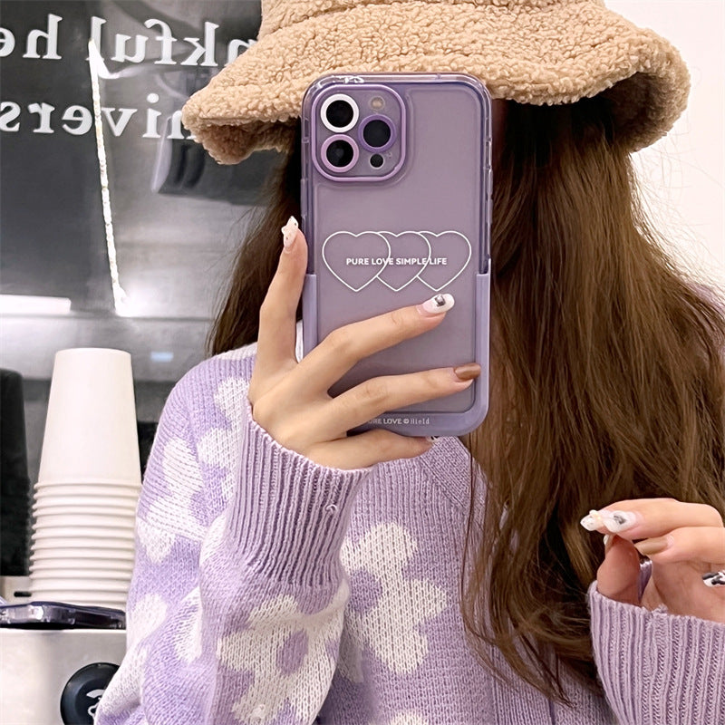 Invisible Stand Love Line Phone Case – Slim Protective Cover with Hidden Bracket