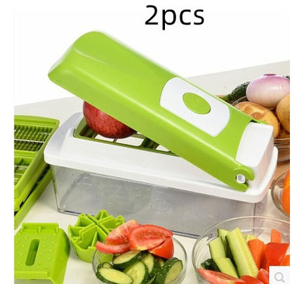 12-Piece Multifunctional Vegetable Chopper Set – Manual Food Slicer, Dicer, Grater & Cutter with Handle for Kitchen Prep